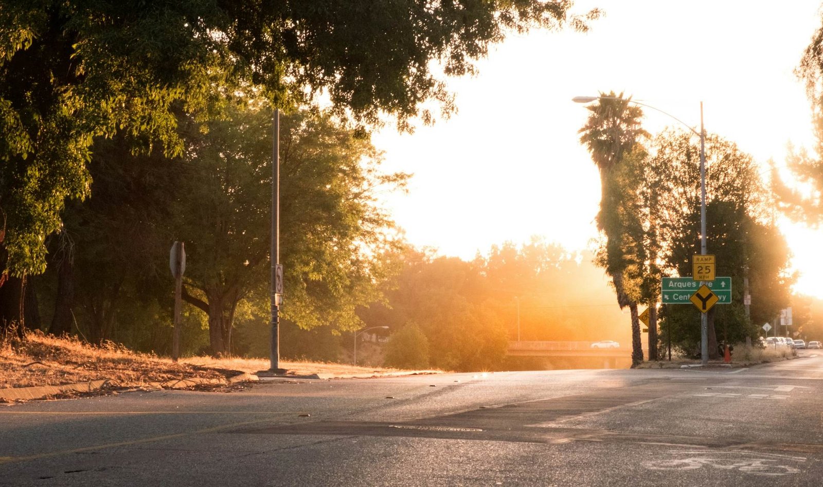 Arques Avenue and Central Expressway ramp in Sunnyvale at sunset